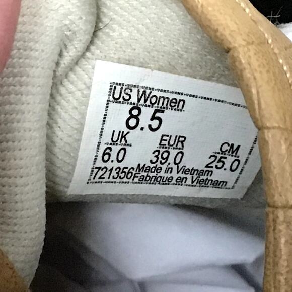 VANS Off the Wall Tan Crocodile Leather Lace Up Tennis Skate Shoe sz 8.5 8 1/2 - Picture 7 of 10